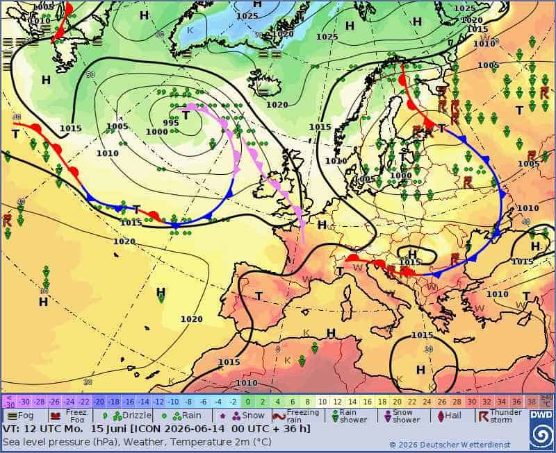 burze w kraju nad Polską, 15 czerwca 2026 r. 