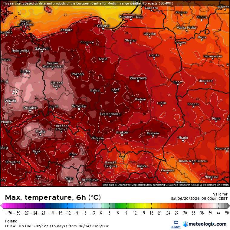fala wysokich temperatur w prognozach pogody