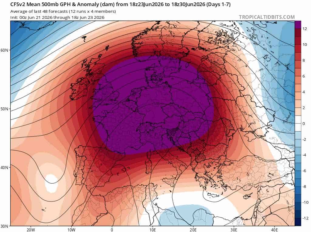 ujemna anomalia w prognozach cfs 
