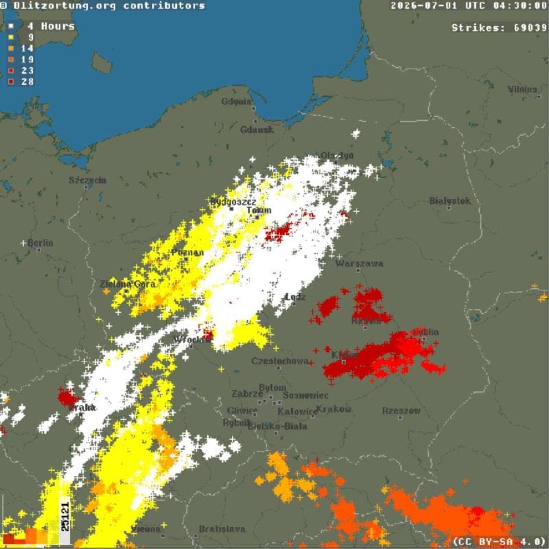 groźne burze i niebezpieczna pogoda w Polsce