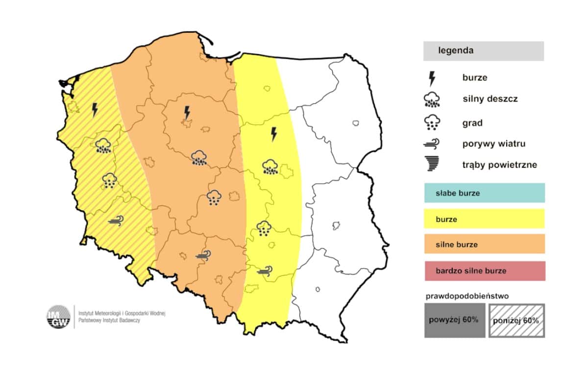 zjawiska konwekcyjne nad Polską i groźna pogoda