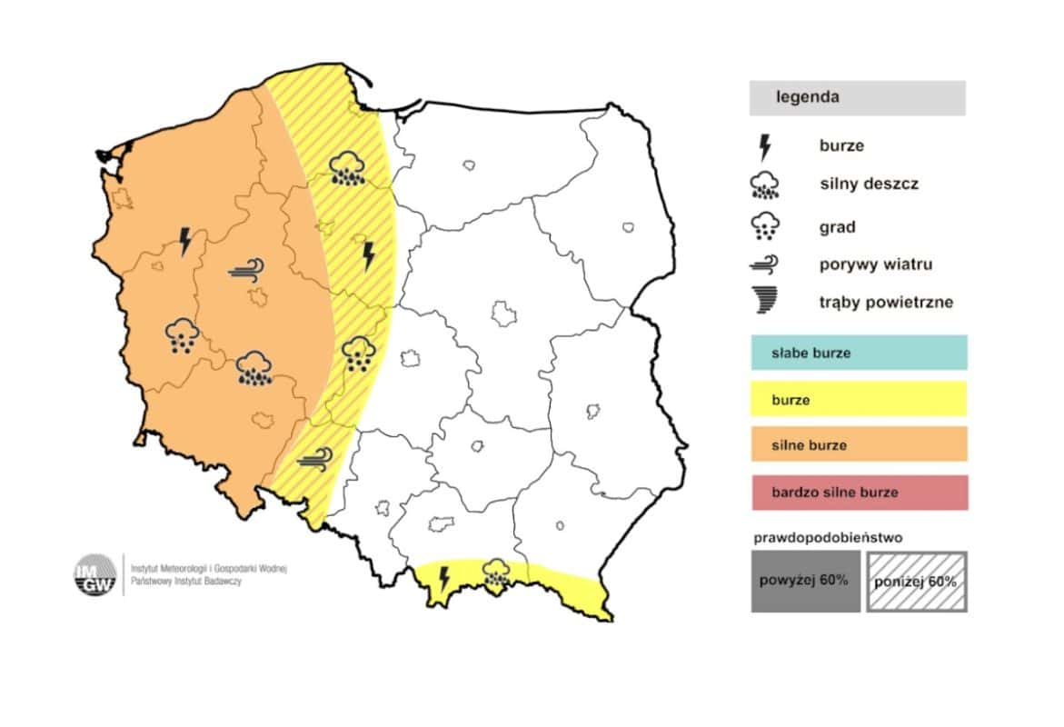 burze będą silne w piątek 