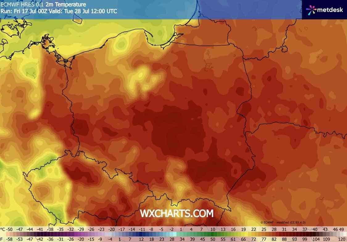 Wyższe temperatury na koniec lipca w Polsce