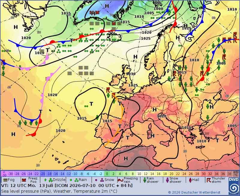 Sytuacja synoptyczna promuje falę upałów na zachodzie