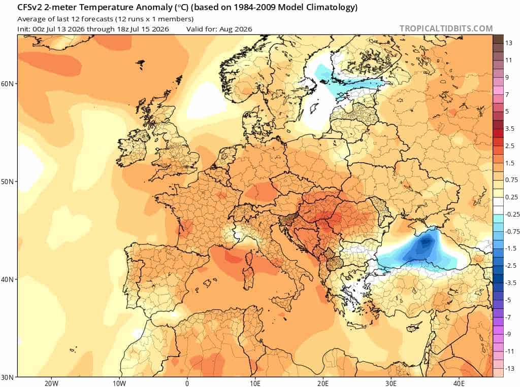 długoterminowa pogoda na sierpień 2026 r. i nowy trend CFS 