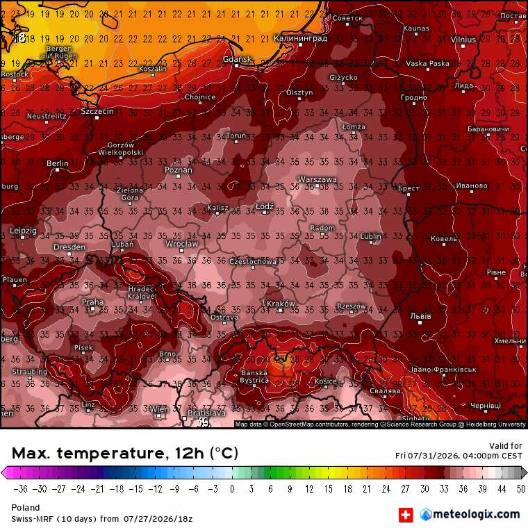 silne ocieplenie i nowa prognoza SWISS-MRF dla Polski
