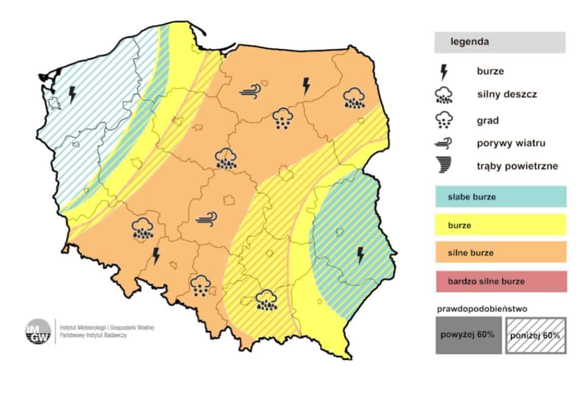 groźne burze i silne załamanie pogody