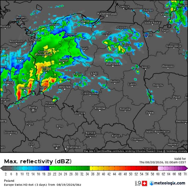 Intensywne burze w nocy nad Polską