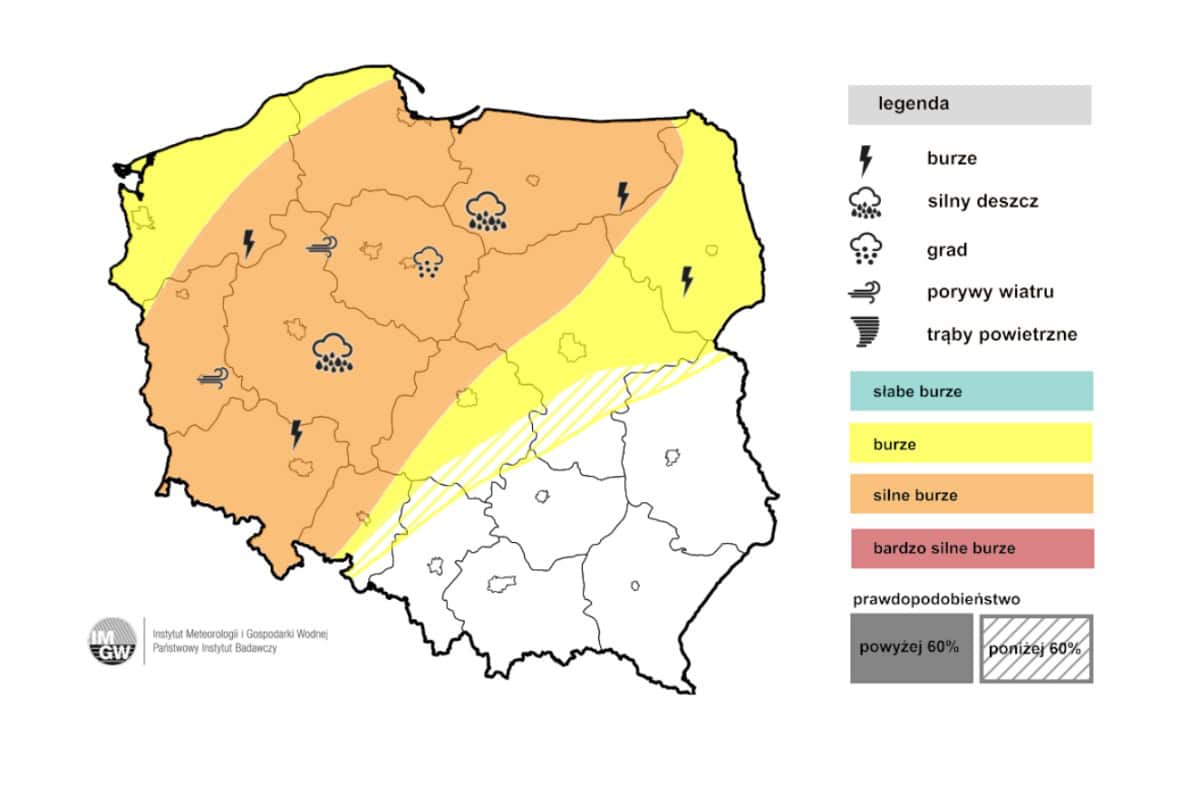 groźne burze i niebezpieczna pogoda w kraju
