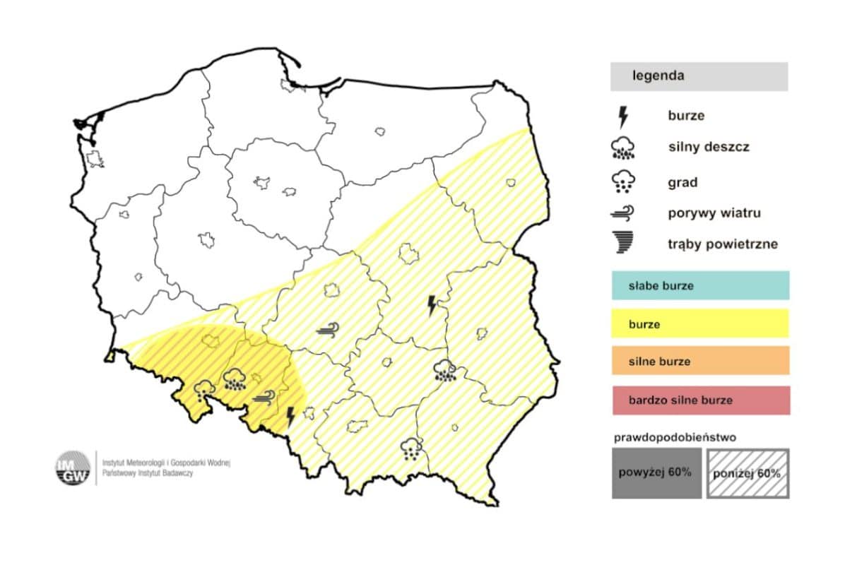 niebezpieczna pogoda i silne burze. Możliwy cyklon z południa