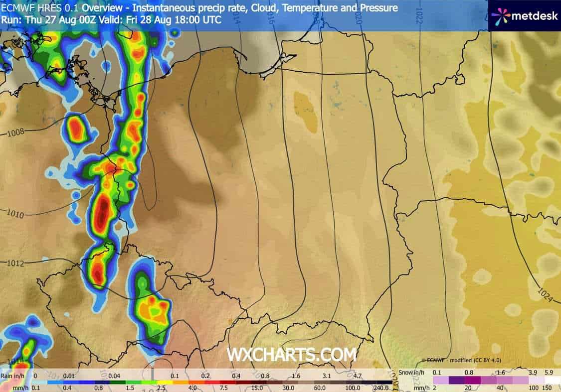 konwekcja w kraju według ECMWF