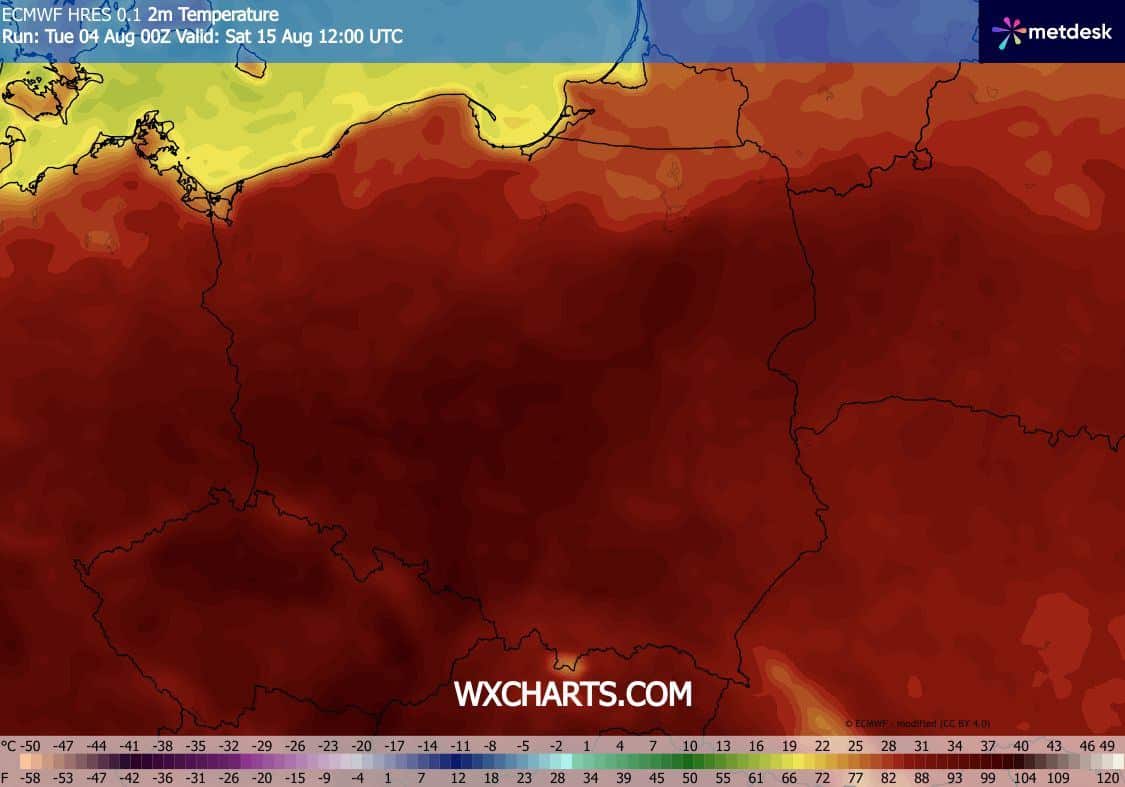 Potężny upał w Polsce w okresie 15-20 sierpnia