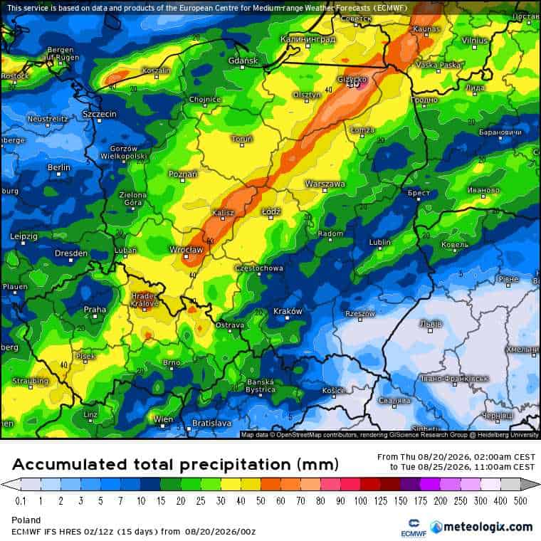 duże załamanie pogody w kraju według ECMWF