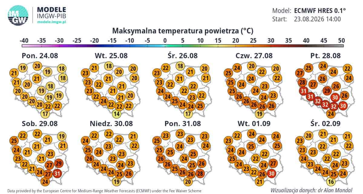 mróz w regionie, potem upał