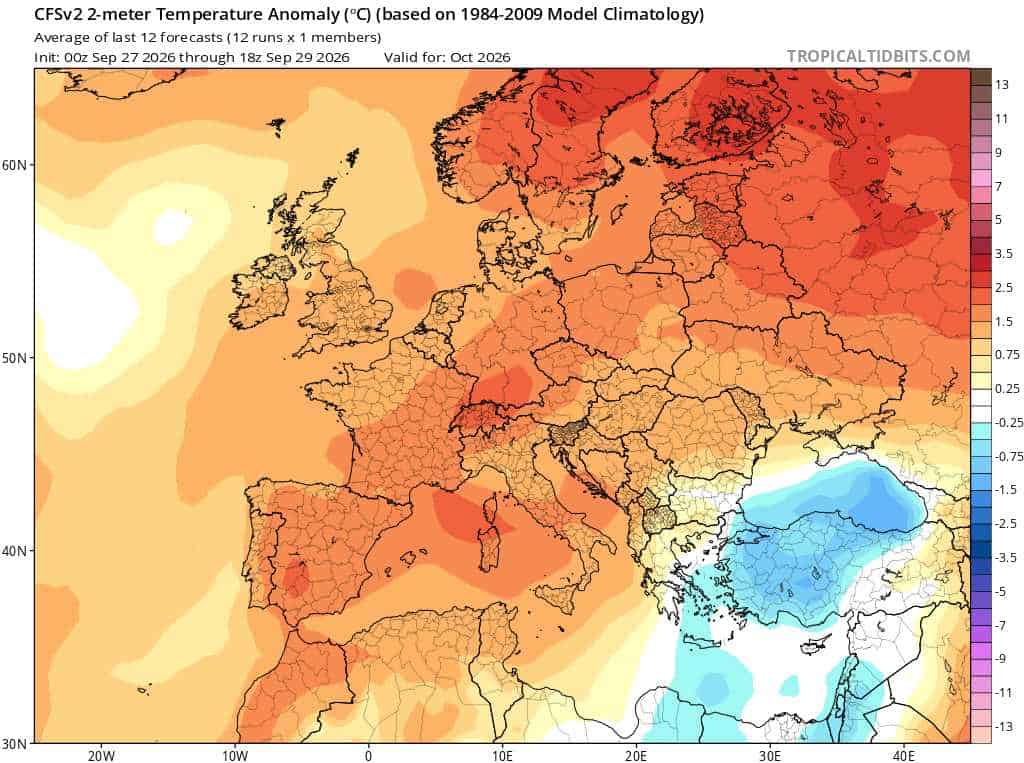 Amerykański model CFSv2 przewiduje potężną blokadę wyżową i dużą amplitudę dobową.