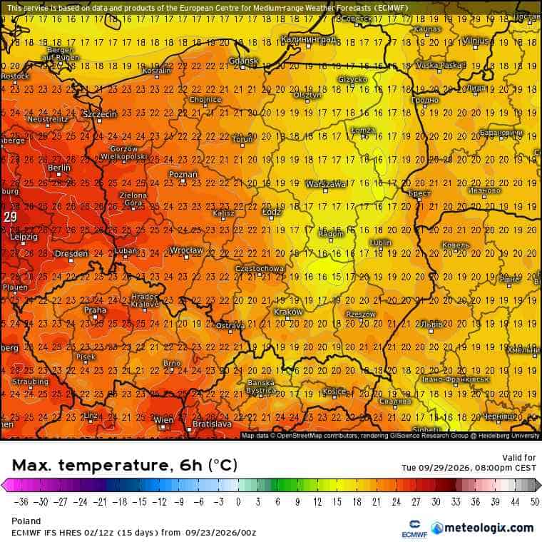 Napływ ciepłej masy powietrza w zachodnich i południowych regionach Polski.