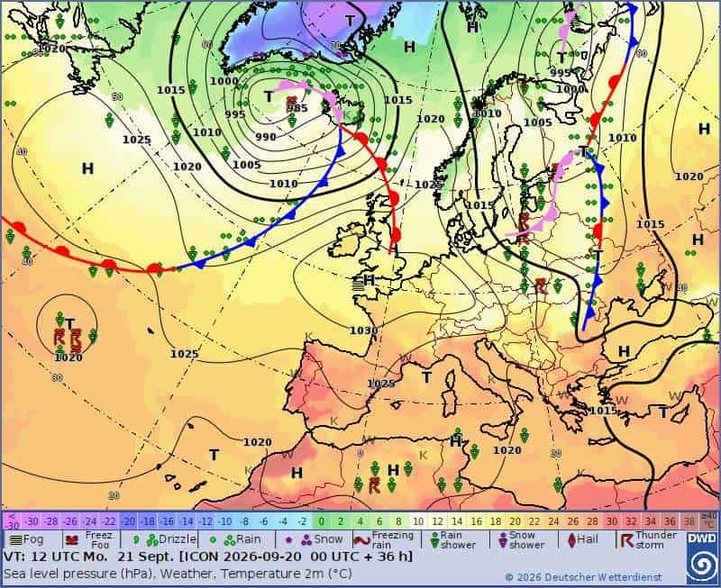 Pogoda na 5 dni. Sytuacja synoptyczna na poniedziałek 21 września