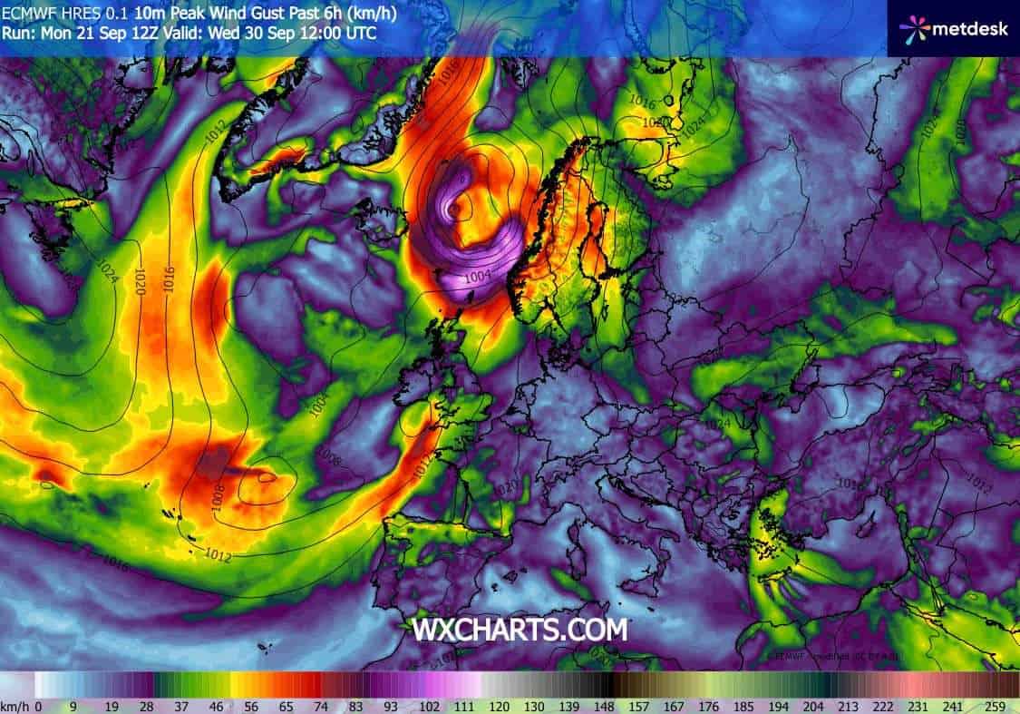 Silna wichura dotrze do Europy