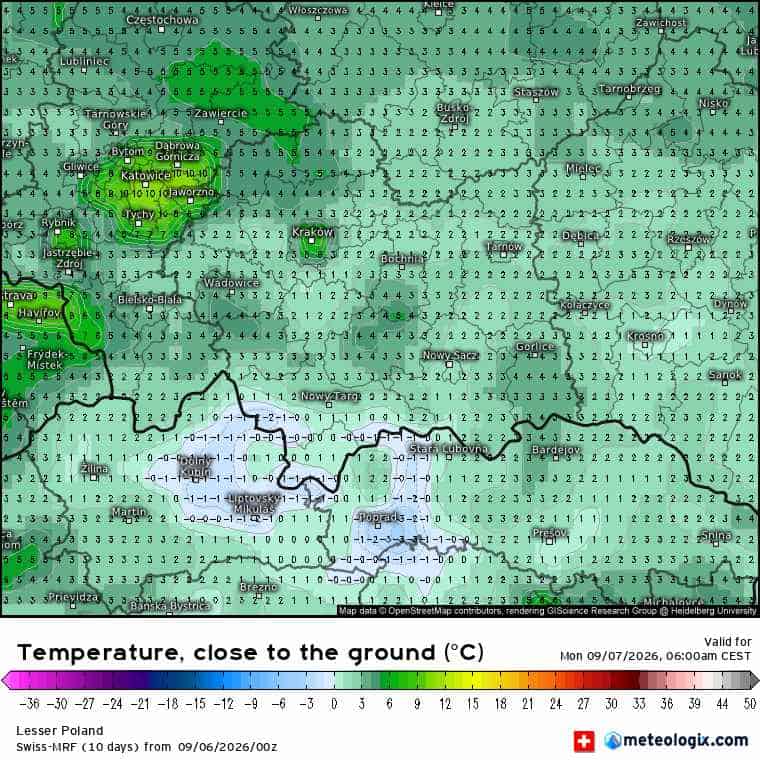 zimno w kraju według SWISS-MRF