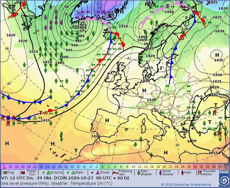 Bieżąca sytuacja synoptyczna. Do Europy nadciąga atak zimy