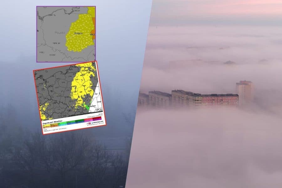 mgły i mróz w Polsce