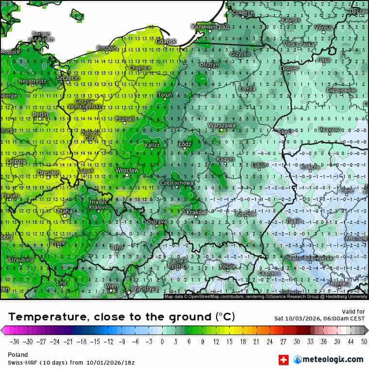  Silne wychłodzenie w zastoiskach chłodu przed główną falą ochłodzenia.