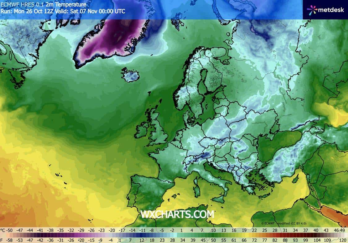 Mróz pojawi się w Europie. Prognoza temperatury na sobotę 7 listopada.