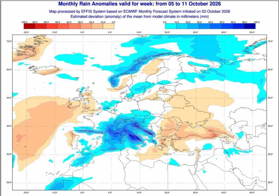 Model ECMWF prognozuje anomalię temperatury w Polsce do 11 października. Wkroczenie cyrkulacji atlantyckiej i koniec posuchy.