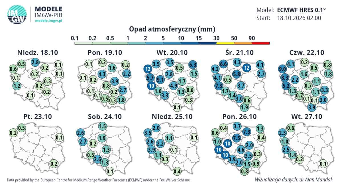 burze i opady w kraju na 16 dni 