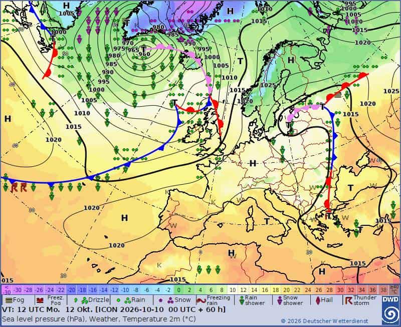 Pogoda na 5 dni plus weekend. Sytuacja synoptyczna