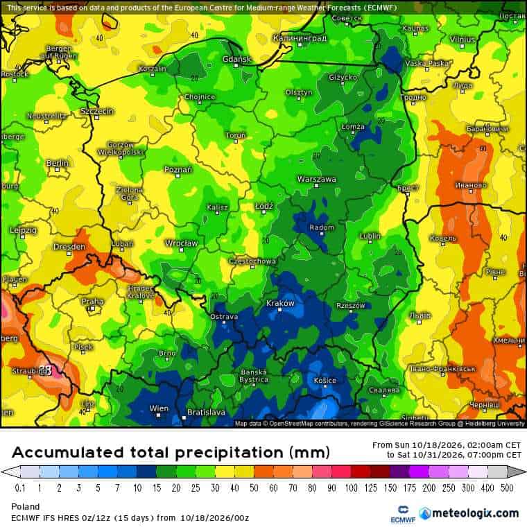 pogoda w kraju według ECMWF