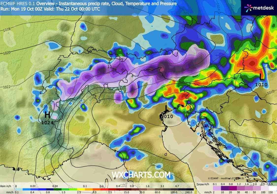 silne opady śniegu w Alpach