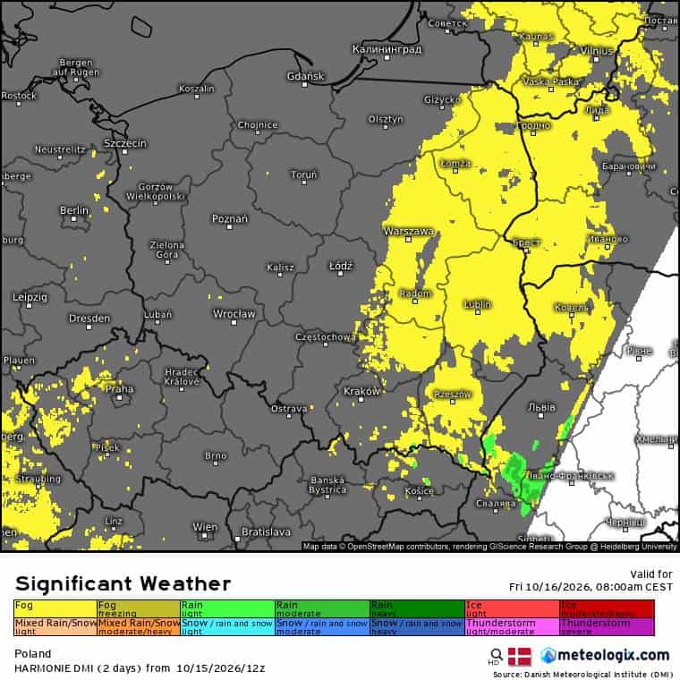 mgły i mróz w Polsce